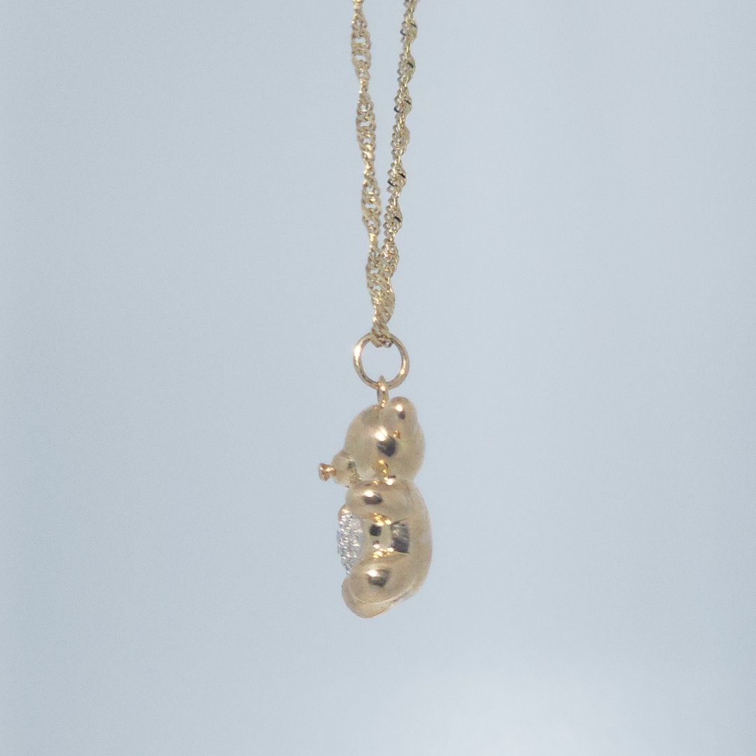 Bear Fashion Gift Pendent, Natural Diamonds(1/10 CTW), 10K Yellow Gold