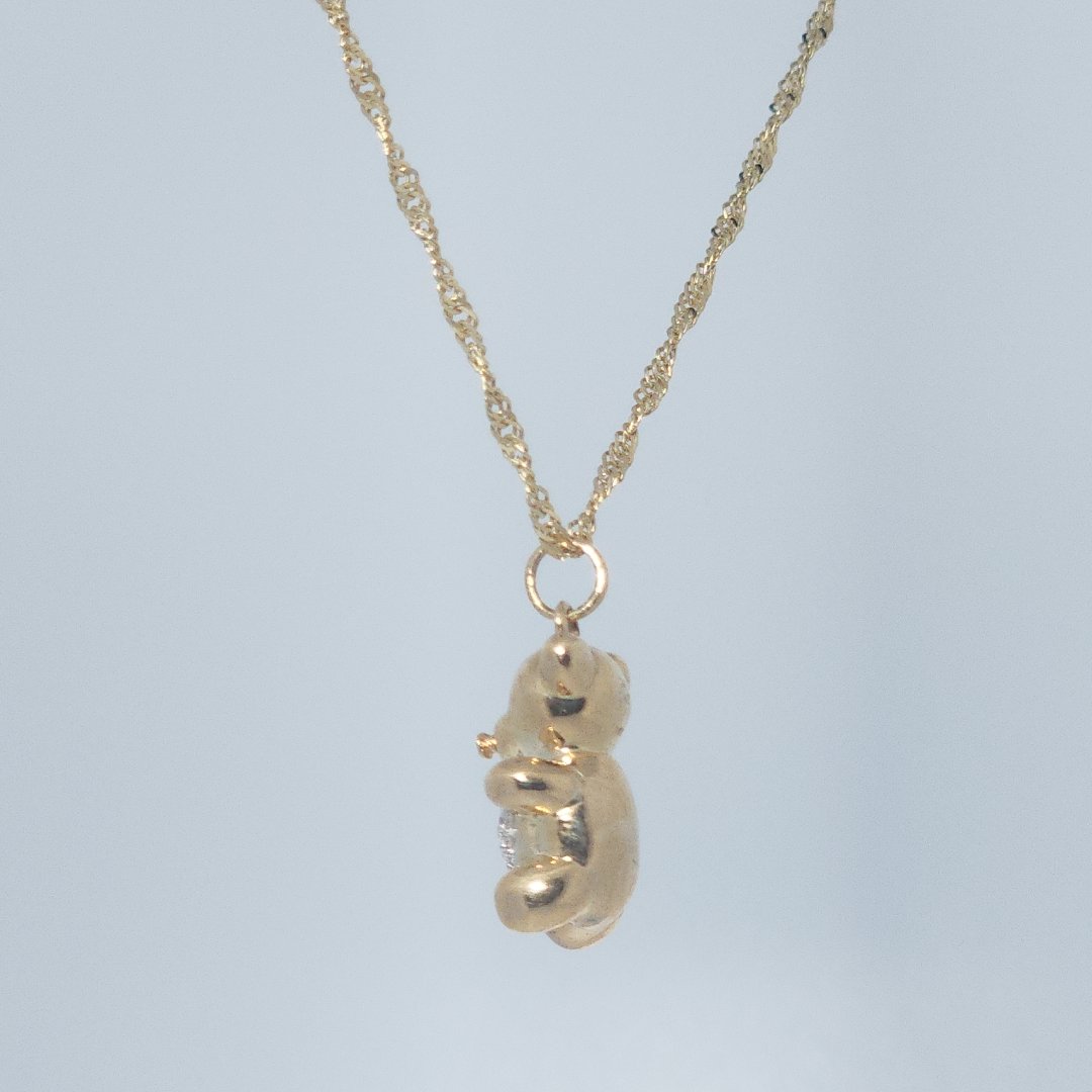 Bear Fashion Gift Pendent, Natural Diamonds(1/10 CTW), 10K Yellow Gold