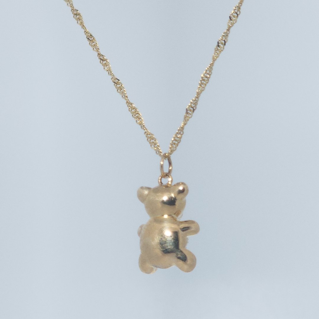 Bear Fashion Gift Pendent, Natural Diamonds(1/10 CTW), 10K Yellow Gold