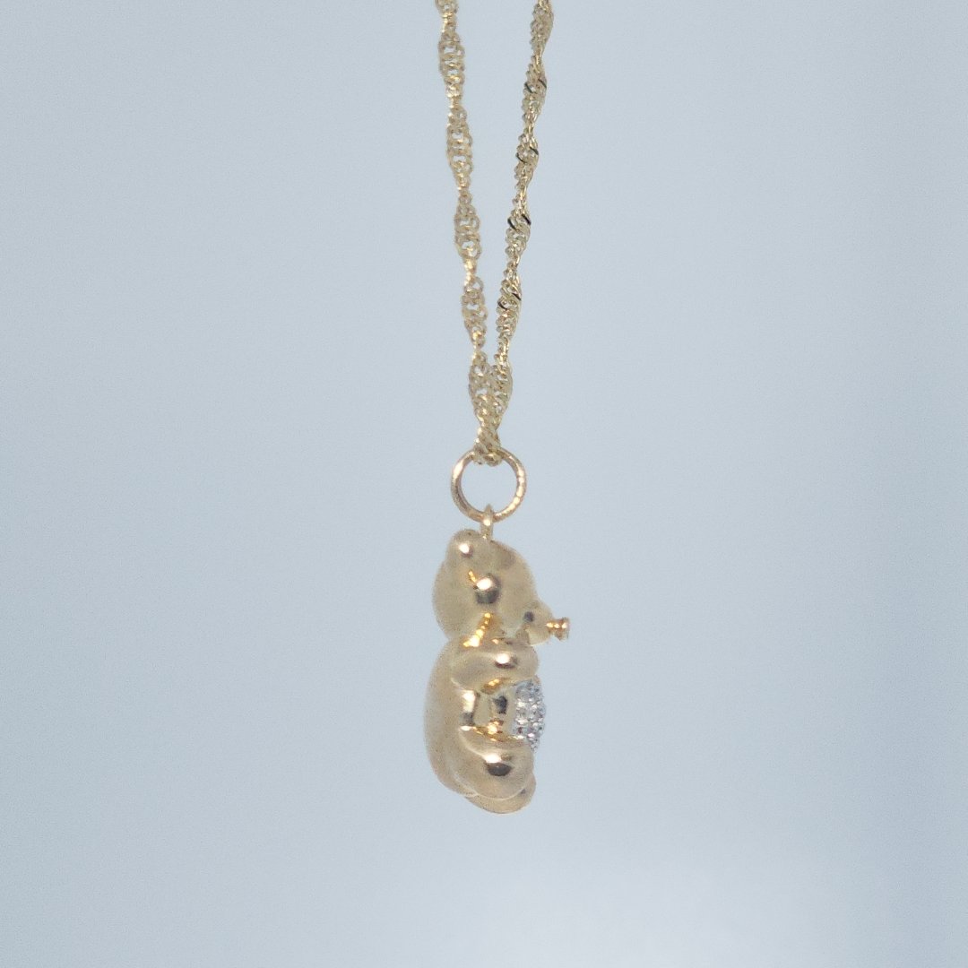 Bear Fashion Gift Pendent, Natural Diamonds(1/10 CTW), 10K Yellow Gold