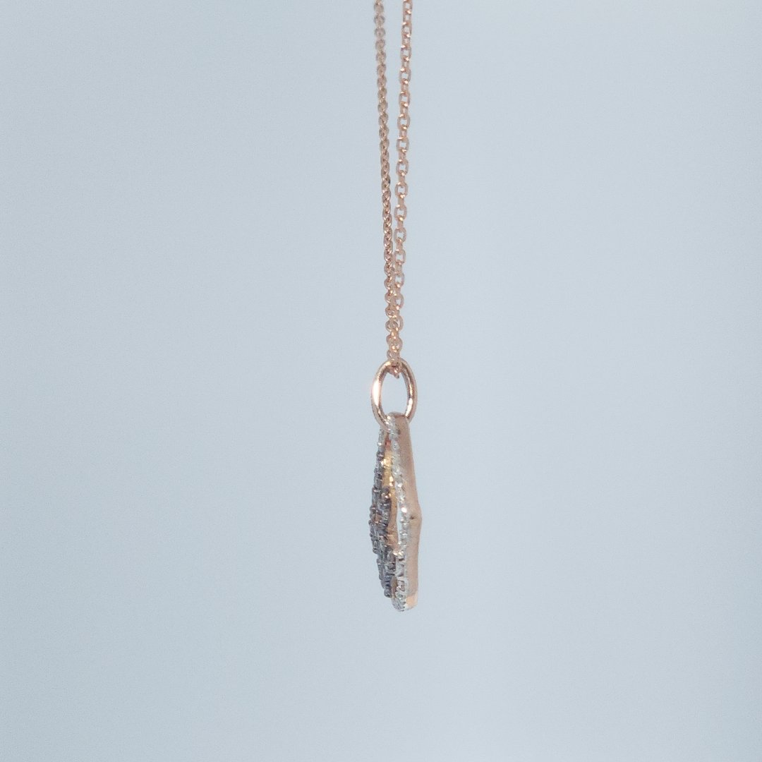 White and Chocolate Diamonds Heart Paw Pendent(10K Rose Gold) with 14K Rose Gold Chain, Natural Diamonds(1/4 CTW)