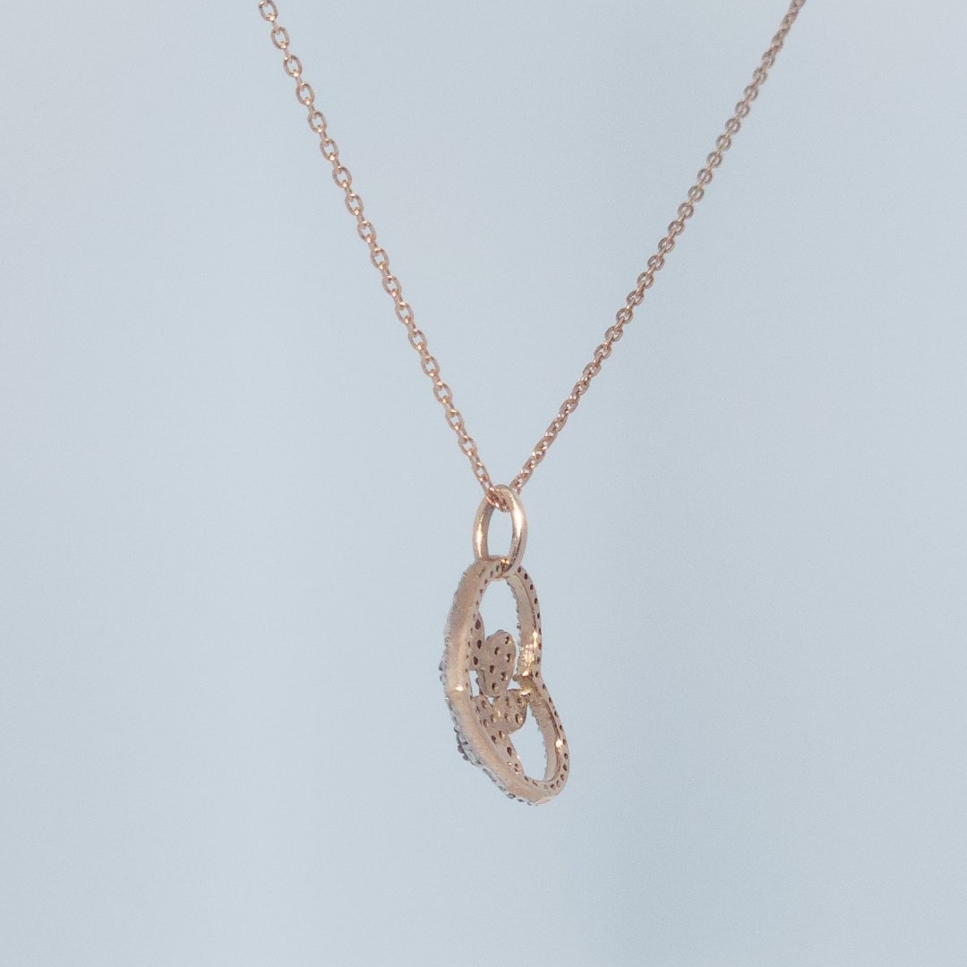 White and Chocolate Diamonds Heart Paw Pendent(10K Rose Gold) with 14K Rose Gold Chain, Natural Diamonds(1/4 CTW)