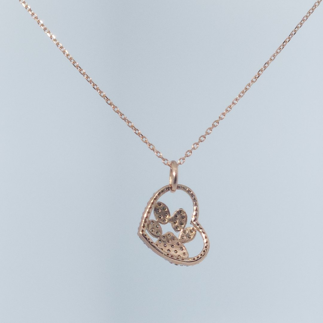 White and Chocolate Diamonds Heart Paw Pendent(10K Rose Gold) with 14K Rose Gold Chain, Natural Diamonds(1/4 CTW)