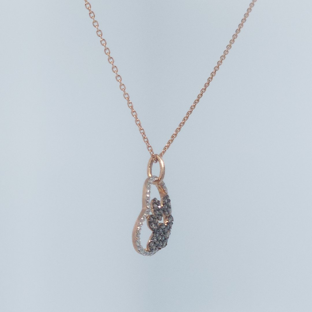 White and Chocolate Diamonds Heart Paw Pendent(10K Rose Gold) with 14K Rose Gold Chain, Natural Diamonds(1/4 CTW)