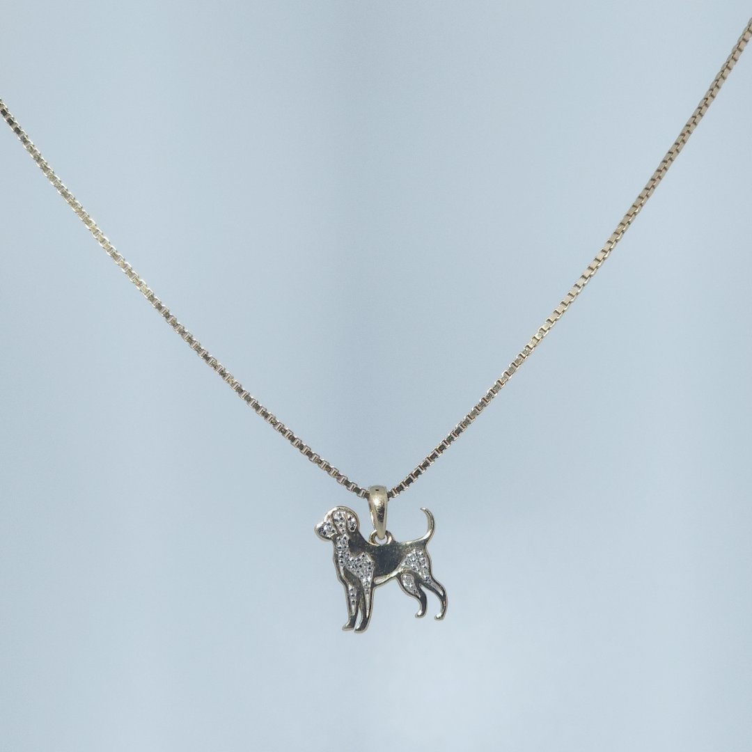 Dog Fashion Gift Pendant, Natural Diamonds(1/20 CTW), 10K Yellow Gold