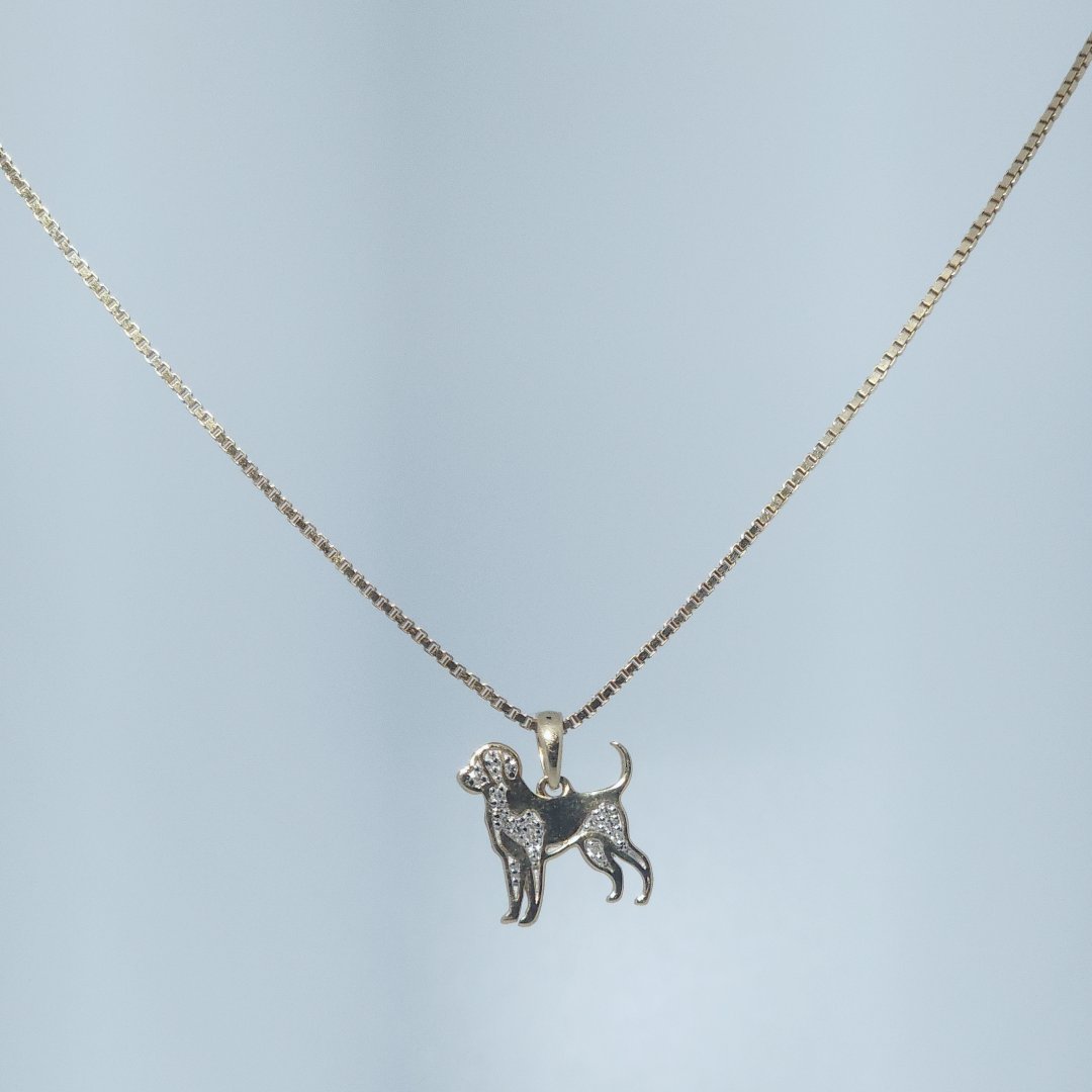 Dog Fashion Gift Pendant, Natural Diamonds(1/20 CTW), 10K Yellow Gold