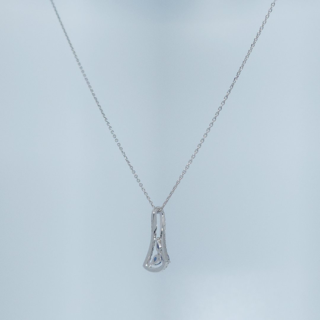 Triangular Pendent Chain, Natural Diamonds(1/5 CTW), Natural Sapphire (1/3 CTW)