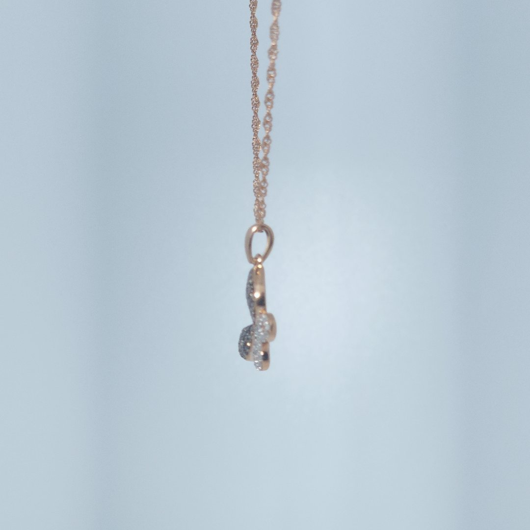 Butterfly Chocolate and White Natural Diamonds(1/8 CTW) Pendant with Chain