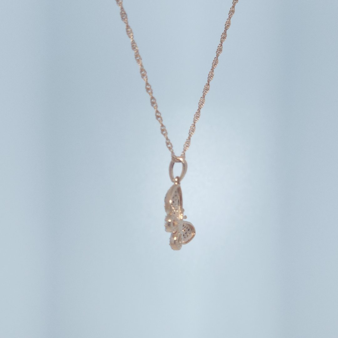 Butterfly Chocolate and White Natural Diamonds(1/8 CTW) Pendant with Chain