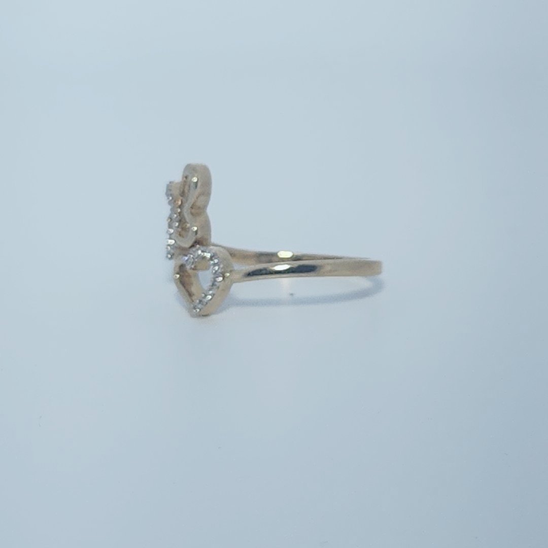 Fashion Butterfly and Heart Bypass style Ring , Natural Diamonds(1/10 CTW)