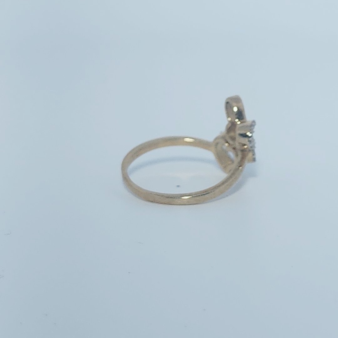 Fashion Butterfly and Heart Bypass style Ring , Natural Diamonds(1/10 CTW)