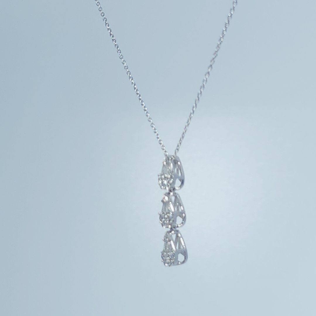 3 Pear Pendant Chain, Natural Diamonds (0.35CTW), 14K White Gold