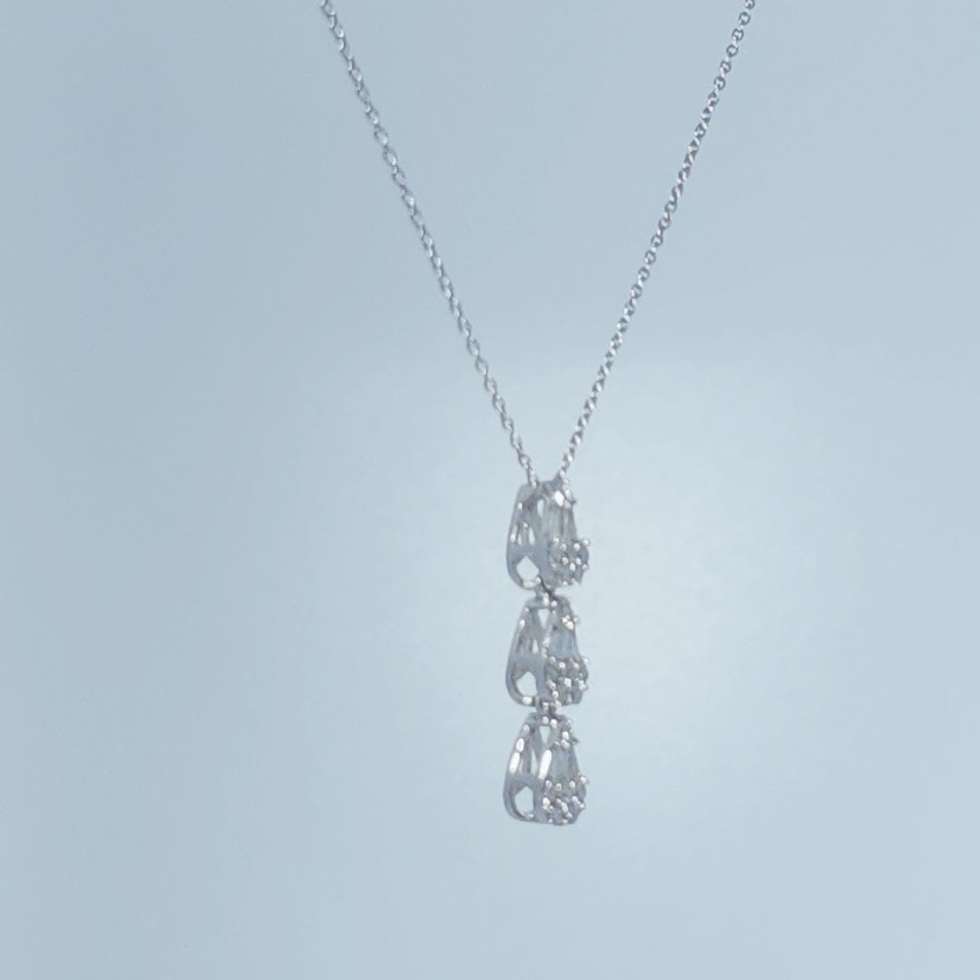 3 Pear Pendant Chain, Natural Diamonds (0.35CTW), 14K White Gold