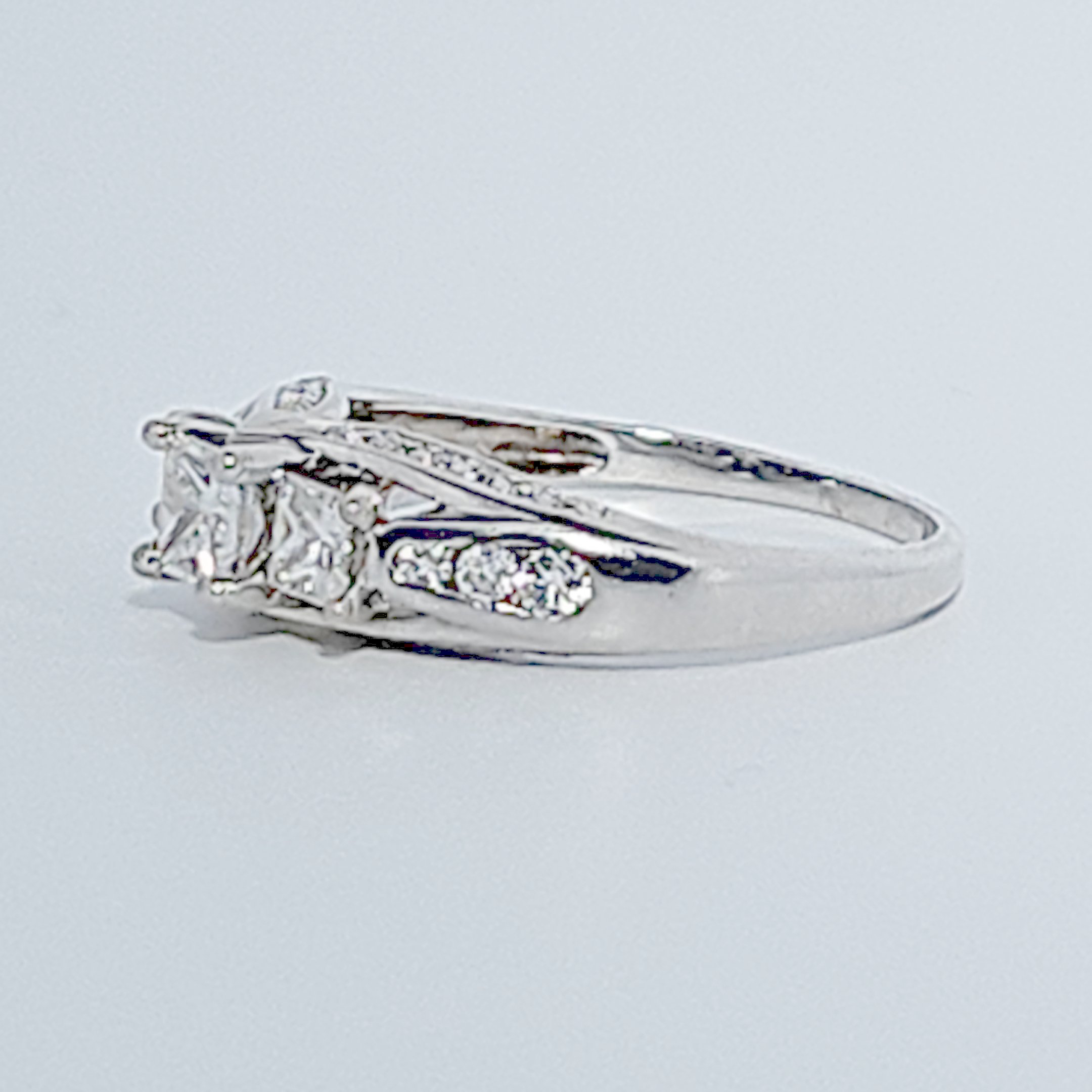 Princess cut Ring , Natural Diamonds (1.00CTW) G/I1, 14K White Gold, Size 7