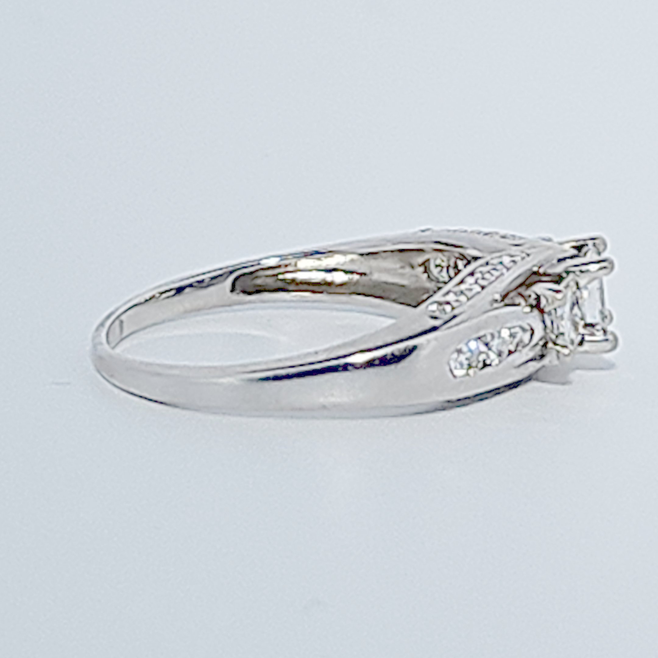 Princess cut Ring , Natural Diamonds (1.00CTW) G/I1, 14K White Gold, Size 7