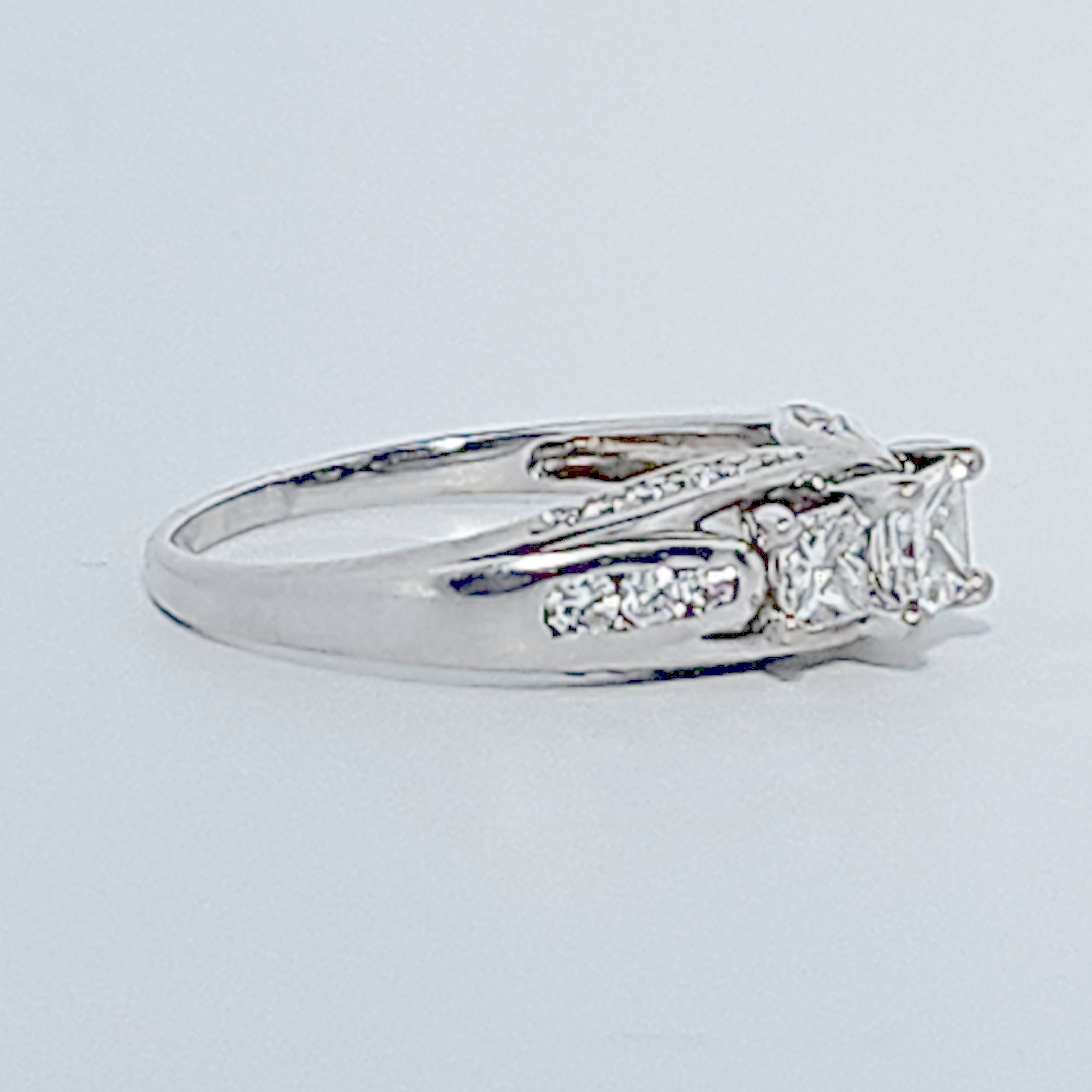Princess cut Ring , Natural Diamonds (1.00CTW) G/I1, 14K White Gold, Size 7