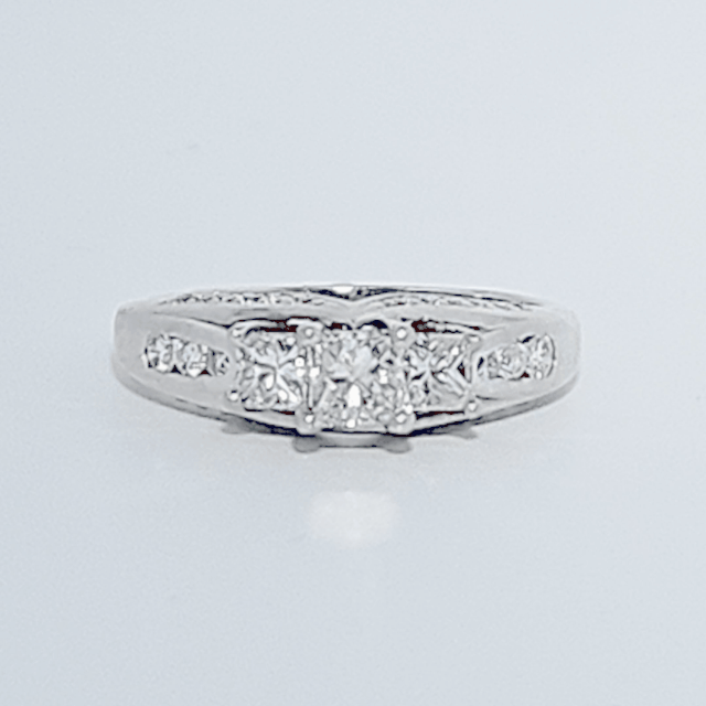 Princess cut Ring , Natural Diamonds (1.00CTW) G/I1, 14K White Gold, Size 7