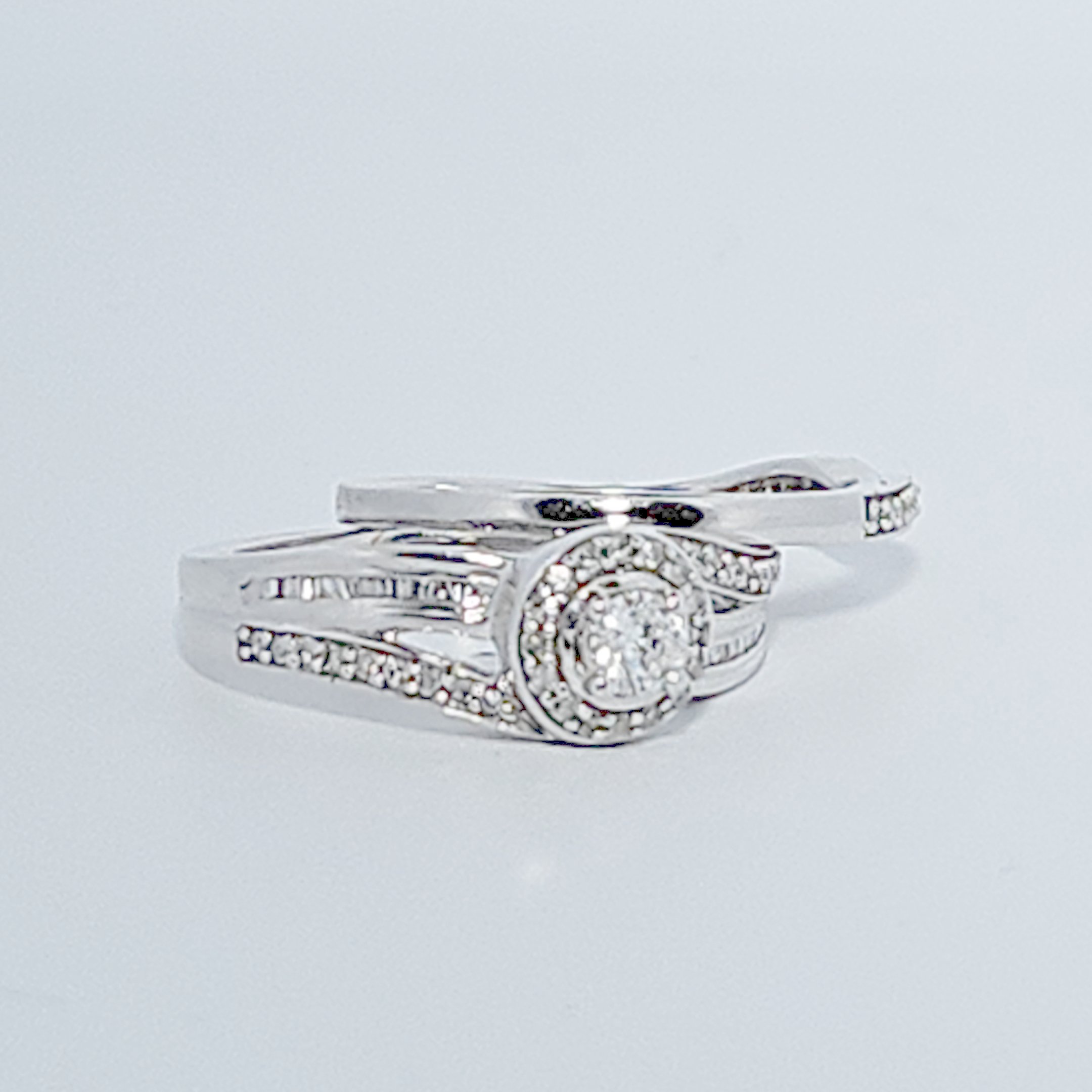 Ladies Wedding Ring with Band, Natural Diamonds (0.50CTW) G/I1, 14K White Gold, Size 7