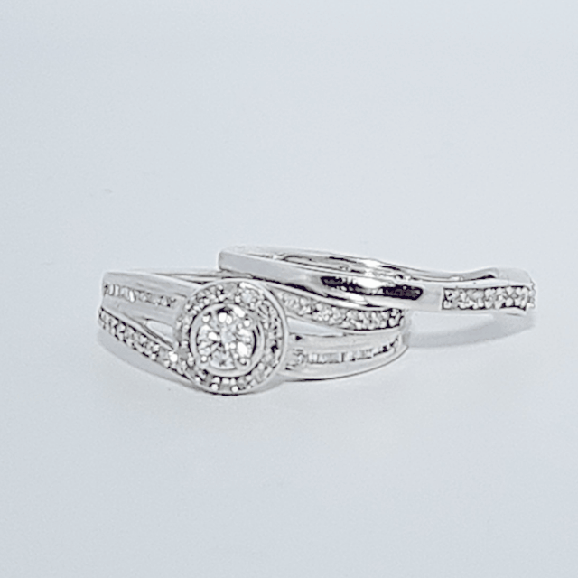 Ladies Wedding Ring with Band, Natural Diamonds (0.50CTW) G/I1, 14K White Gold, Size 7