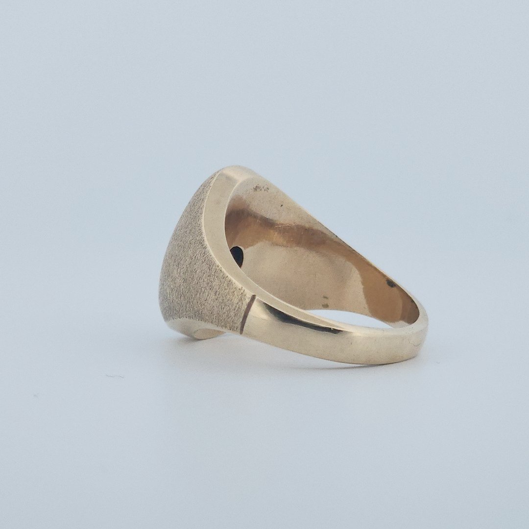 Men Signet Ring with Diamond, 10K Yellow Gold, 10.3G