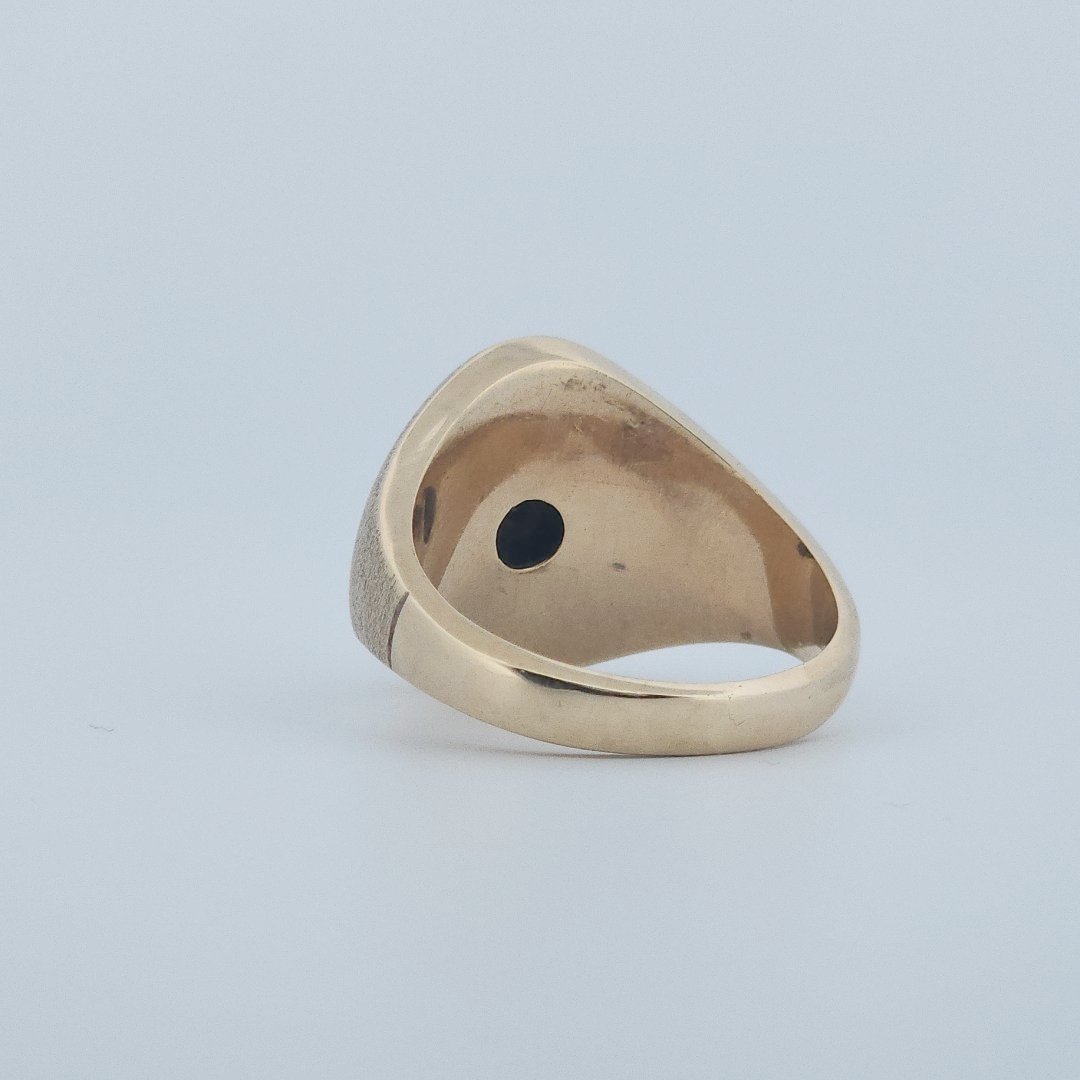 Men Signet Ring with Diamond, 10K Yellow Gold, 10.3G