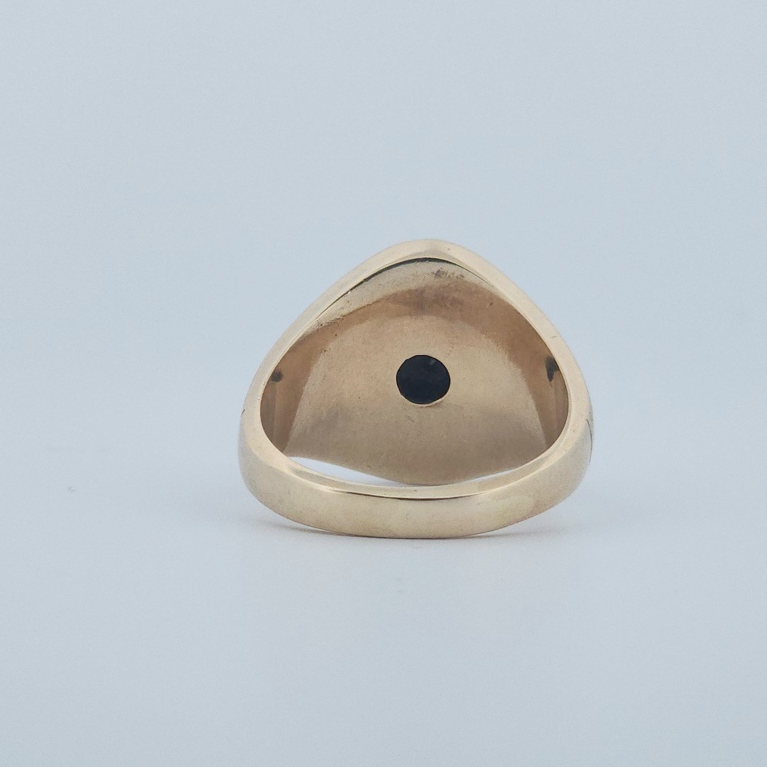 Men Signet Ring with Diamond, 10K Yellow Gold, 10.3G