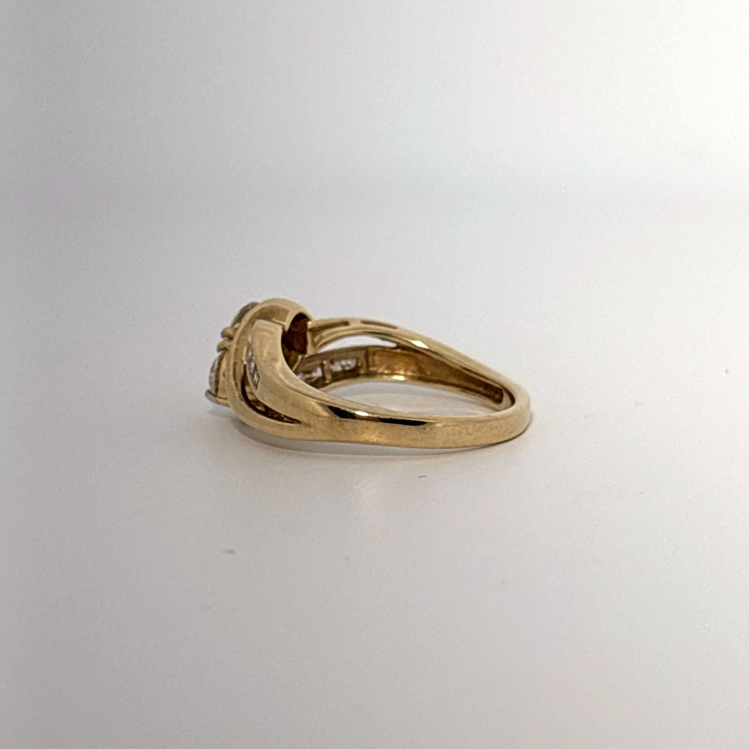 Side 0.75ct Natural Diamonds with  Two Center 0.65tw H/SI1, Women Rings, 10K Yellow Gold