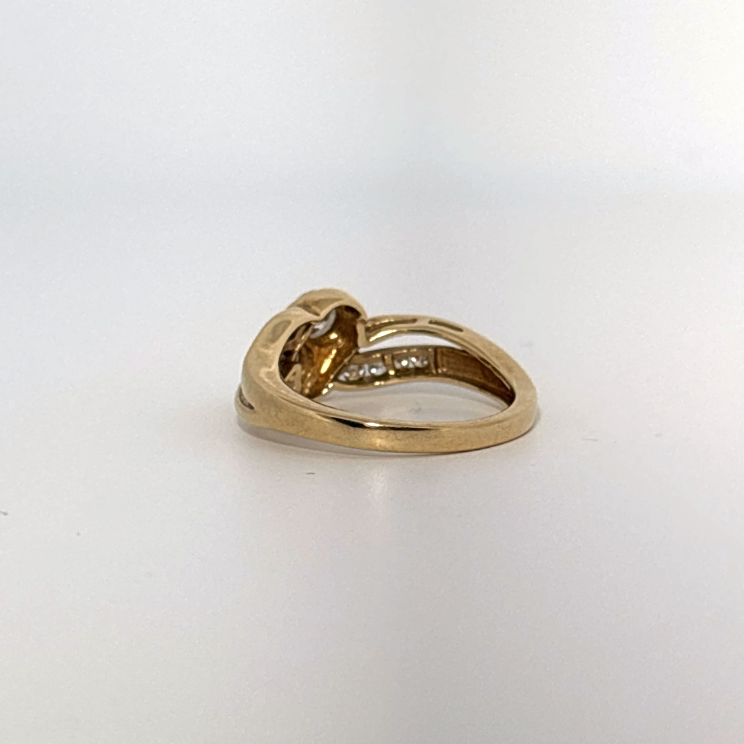Side 0.75ct Natural Diamonds with  Two Center 0.65tw H/SI1, Women Rings, 10K Yellow Gold
