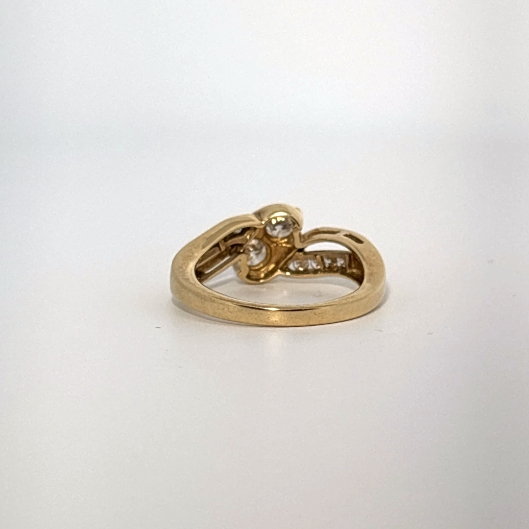 Side 0.75ct Natural Diamonds with  Two Center 0.65tw H/SI1, Women Rings, 10K Yellow Gold