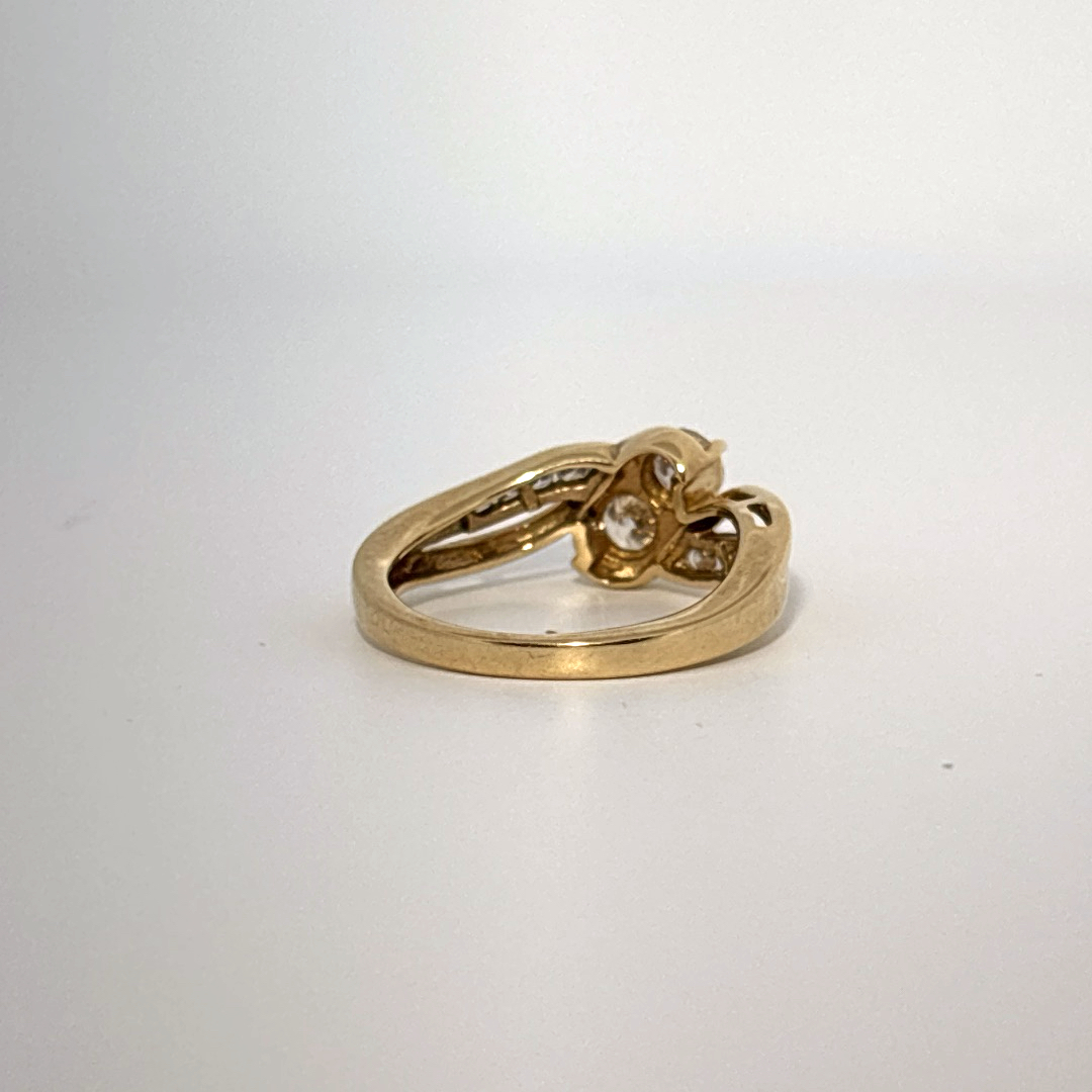 Side 0.75ct Natural Diamonds with  Two Center 0.65tw H/SI1, Women Rings, 10K Yellow Gold