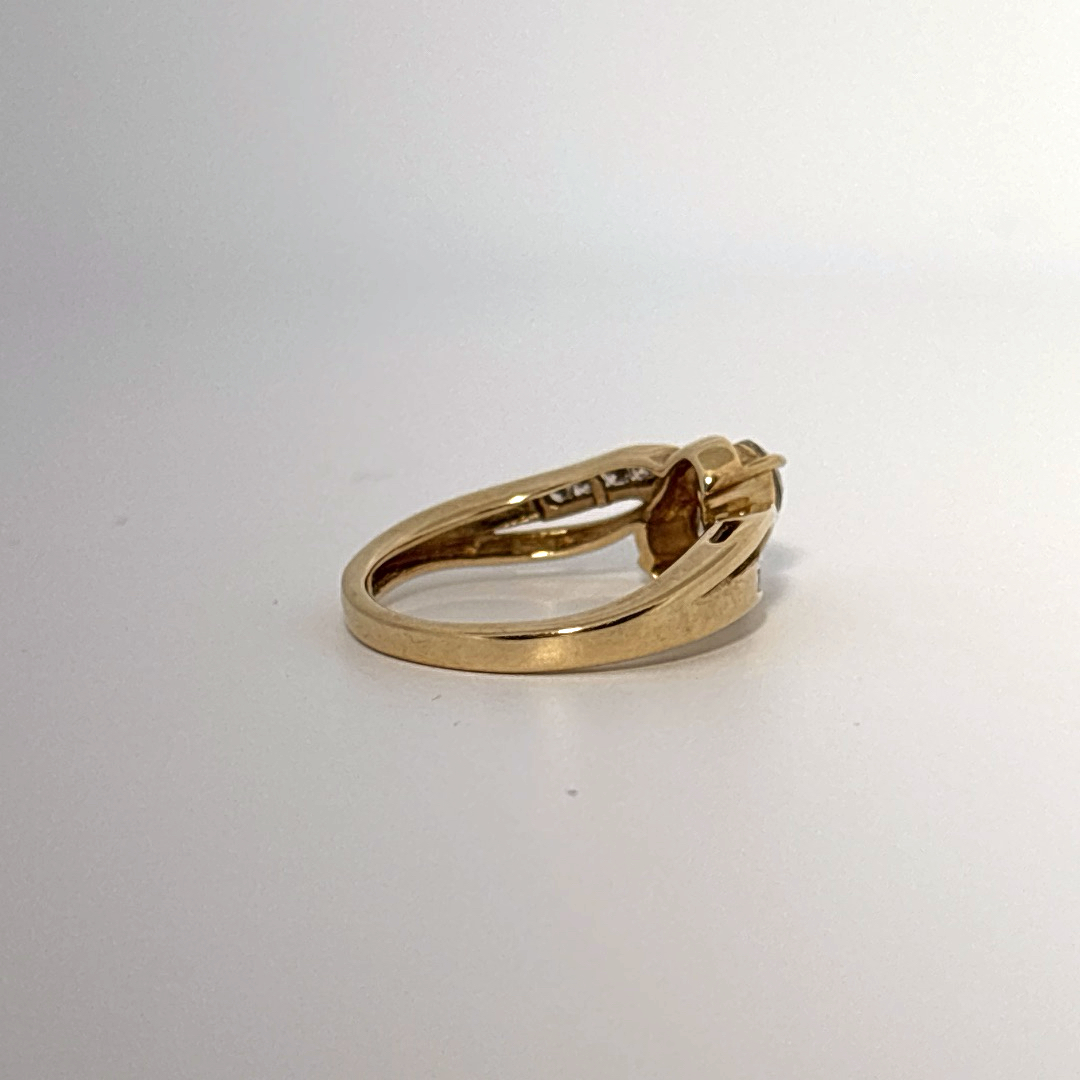Side 0.75ct Natural Diamonds with  Two Center 0.65tw H/SI1, Women Rings, 10K Yellow Gold