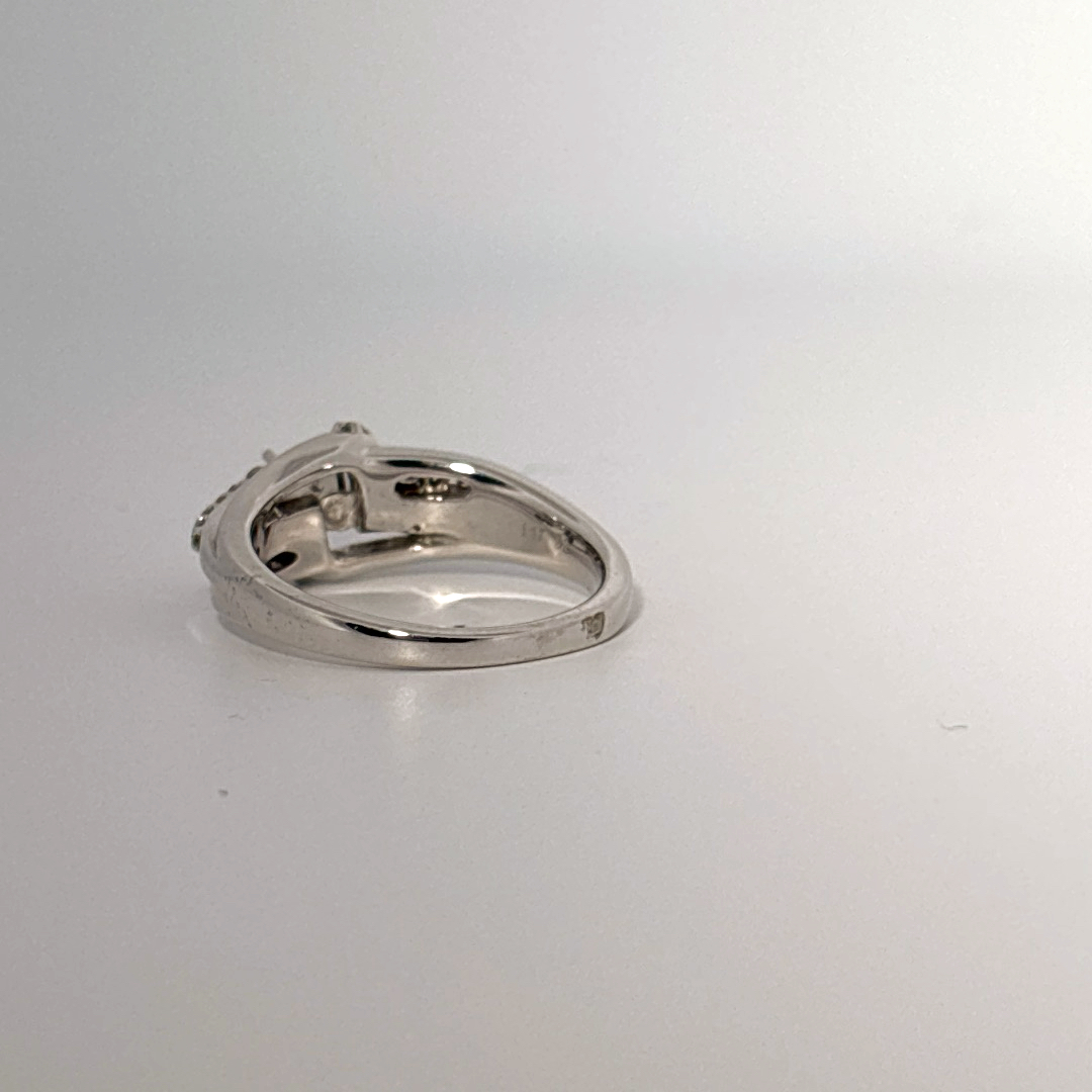 Side 0.62ct, Center 1/4ct Natural Diamonds, Women Ring, 14K White Gold