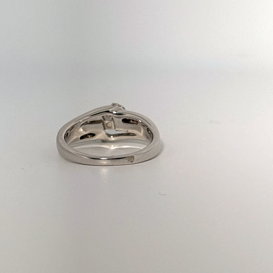 Side 0.62ct, Center 1/4ct Natural Diamonds, Women Ring, 14K White Gold