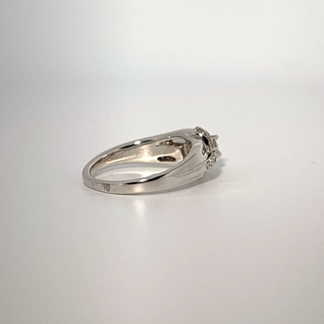 Side 0.62ct, Center 1/4ct Natural Diamonds, Women Ring, 14K White Gold