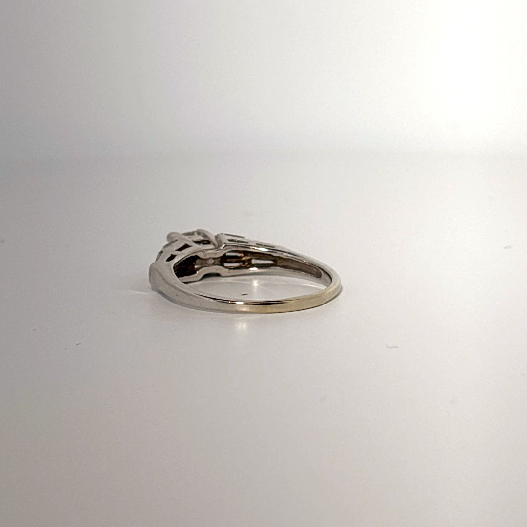 Side 0.75ct, Center 1/2ct H/VS1 Natural Diamonds, Women Ring, 14K White Gold
