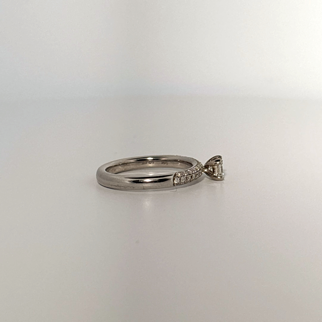 Women Solitaire Ring, Natural Diamonds 0.50 CT TW, H/SI1 14K White Gold