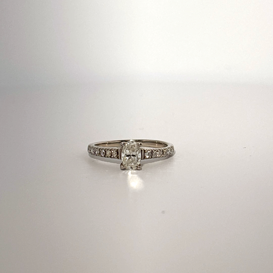 Side 0.77ctw, Center 0.52ct G/SI1 Natural Diamonds, Women Ring, 14K White Gold