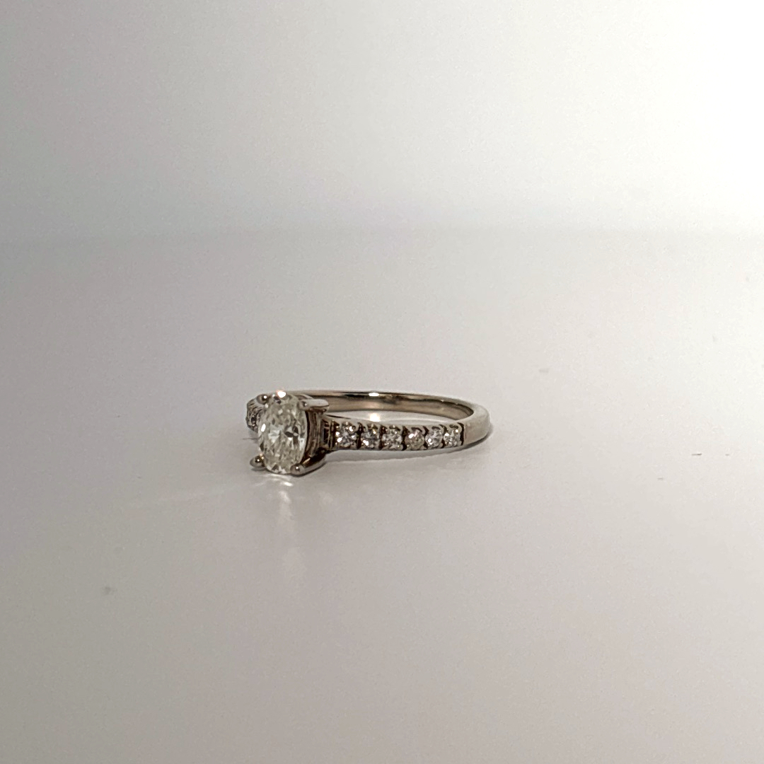 Side 0.77ctw, Center 0.52ct G/SI1 Natural Diamonds, Women Ring, 14K White Gold