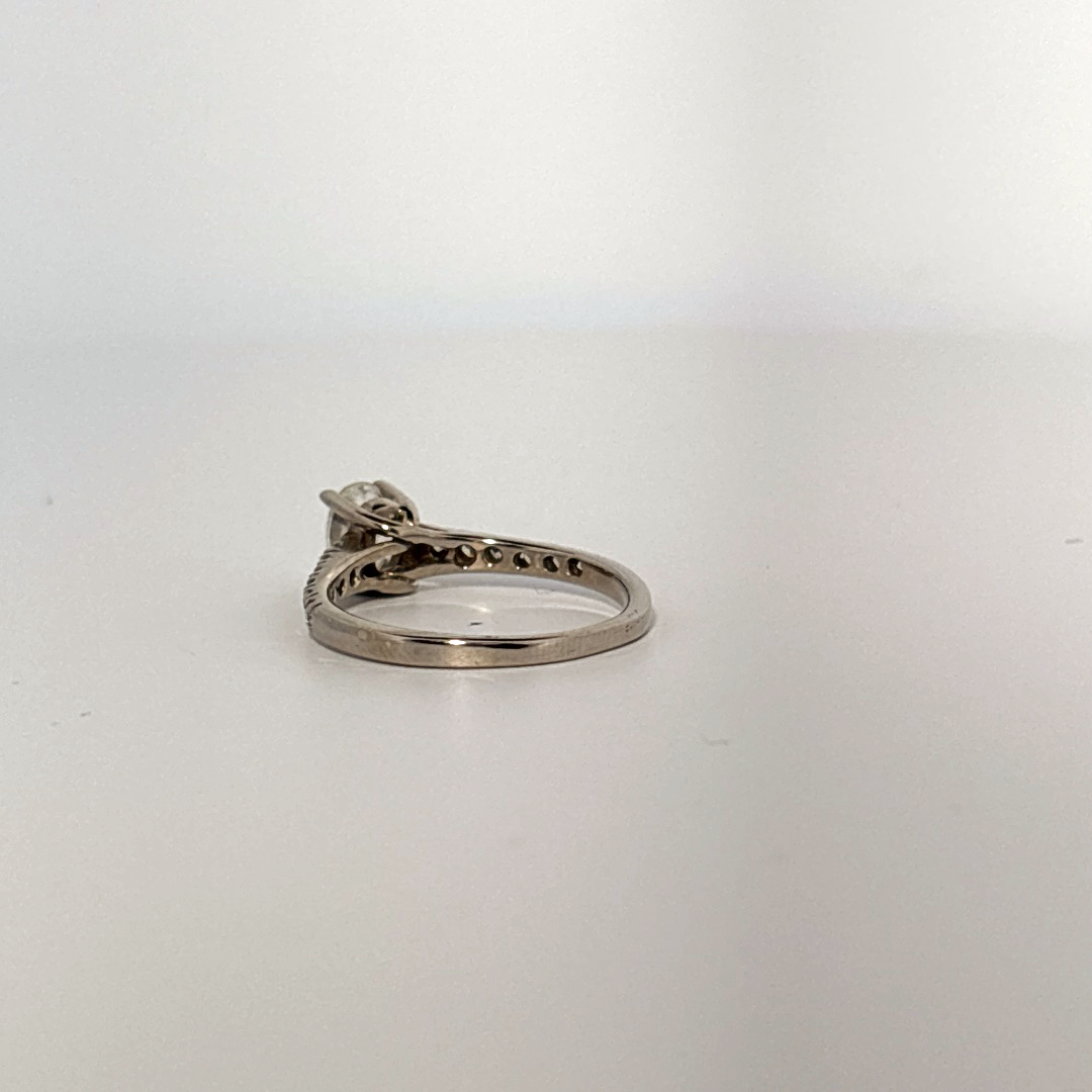 Side 0.77ctw, Center 0.52ct G/SI1 Natural Diamonds, Women Ring, 14K White Gold