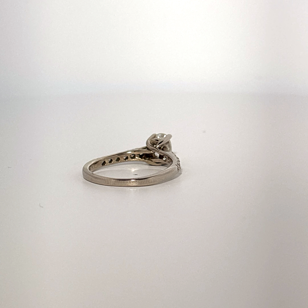 Side 0.77ctw, Center 0.52ct G/SI1 Natural Diamonds, Women Ring, 14K White Gold