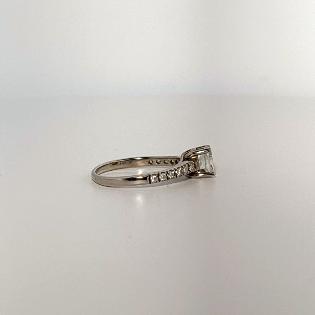 Side 0.77ctw, Center 0.52ct G/SI1 Natural Diamonds, Women Ring, 14K White Gold