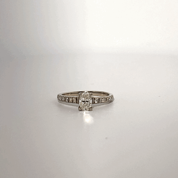 Side 0.77ctw, Center 0.52ct G/SI1 Natural Diamonds, Women Ring, 14K White Gold