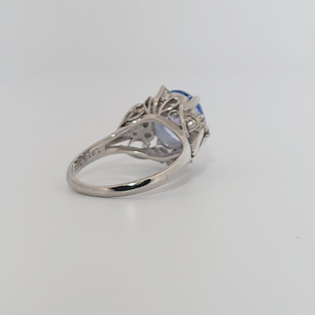 Natural No Heat Notable Sapphire 1.856ct with 0.17ctw Diamonds Ring, GIA (2231369255) Certified  Platinum 900