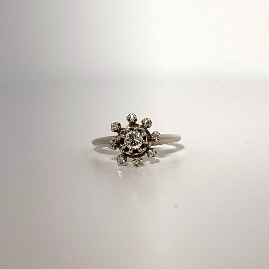 0.35CTW Natural Diamonds with Center 0.20CT,  14K White Gold