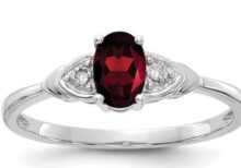 14K White Gold Garnet and Diamond Ring